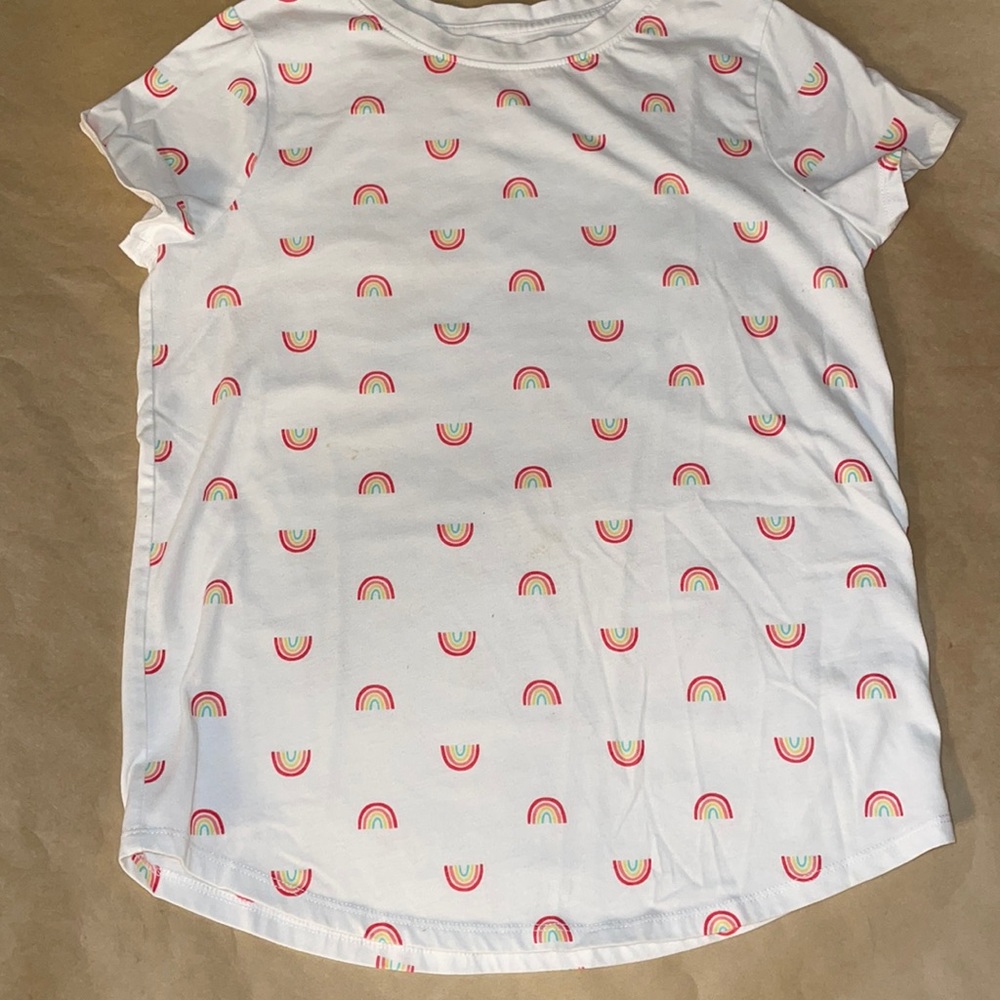 Girls white T-shirt with rainbows size XL 14/16